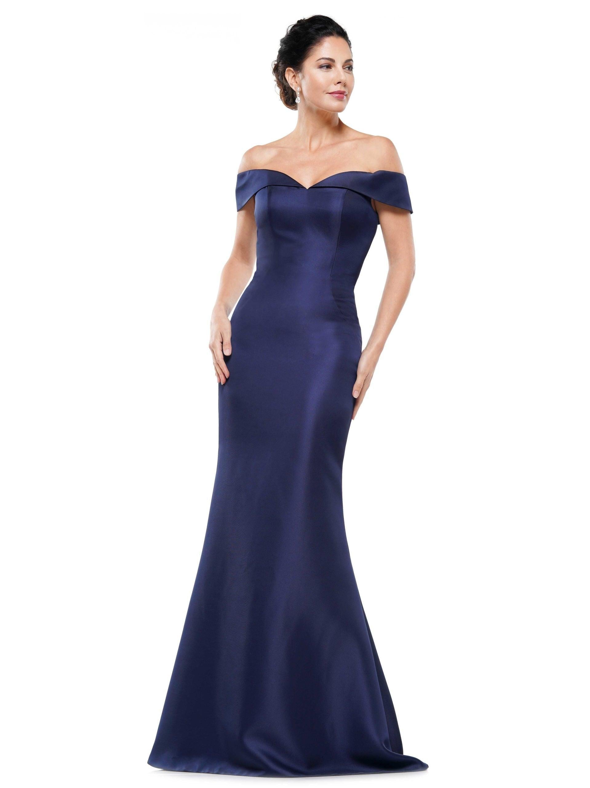Marsoni Off Shoulder Satin Long Evening Gown 1153 - The Dress Outlet
