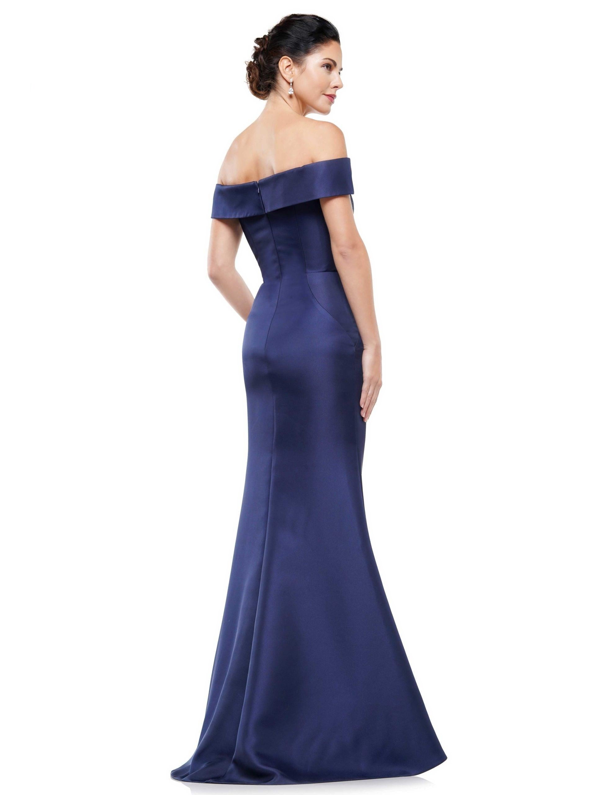 Marsoni Off Shoulder Satin Long Evening Gown 1153 - The Dress Outlet