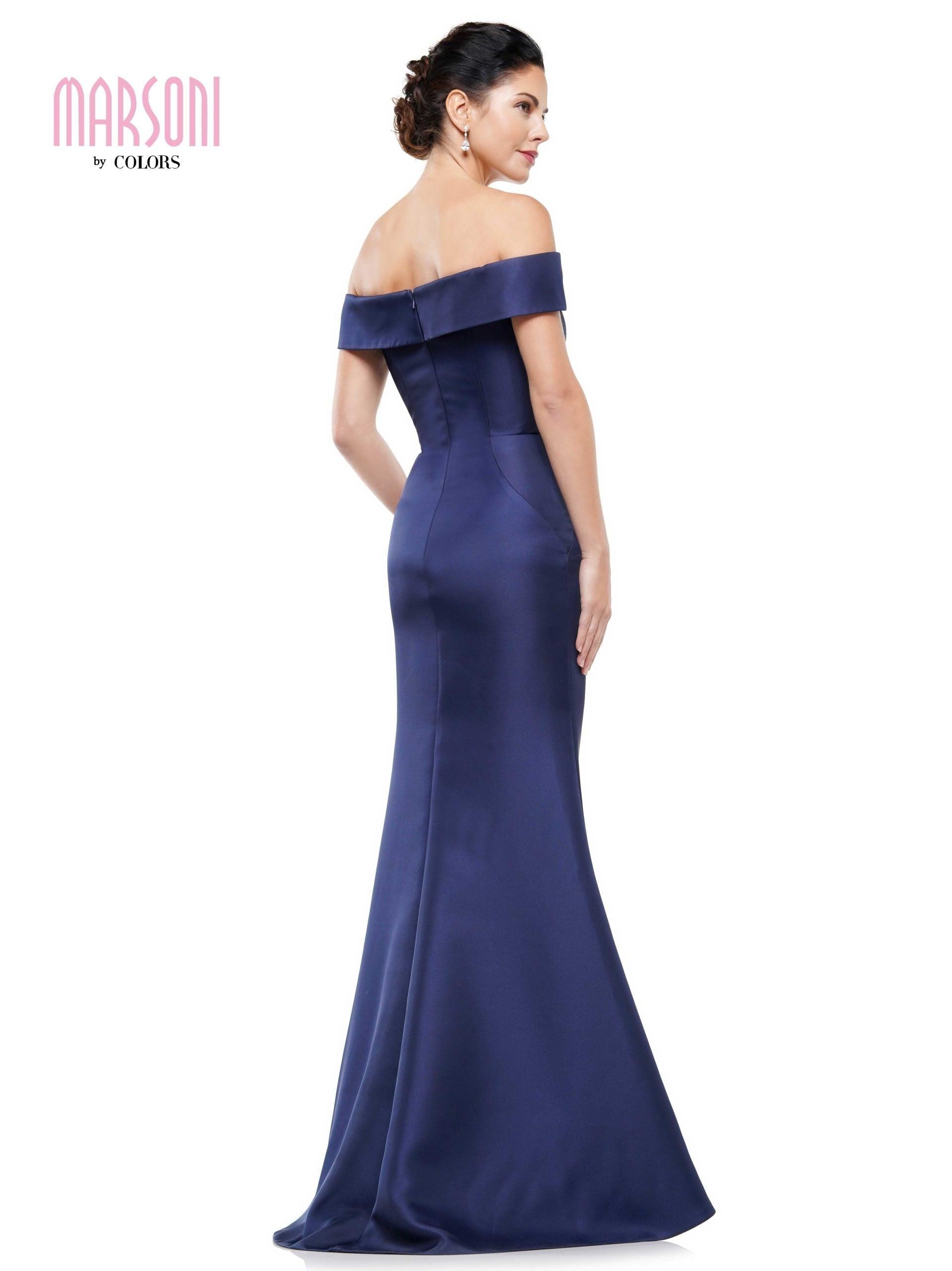 Marsoni Off Shoulder Satin Long Evening Gown 1153