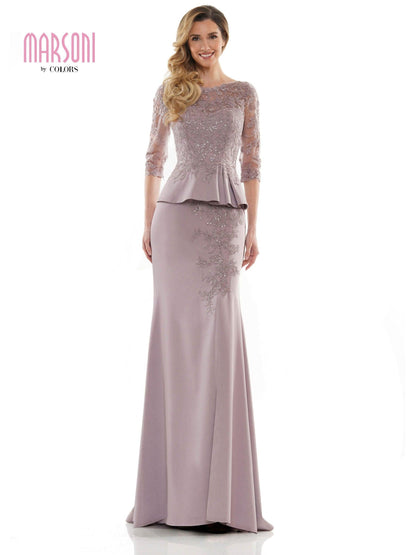 Marsoni Peplum Mother of the Bride Long Gown 1124 - The Dress Outlet
