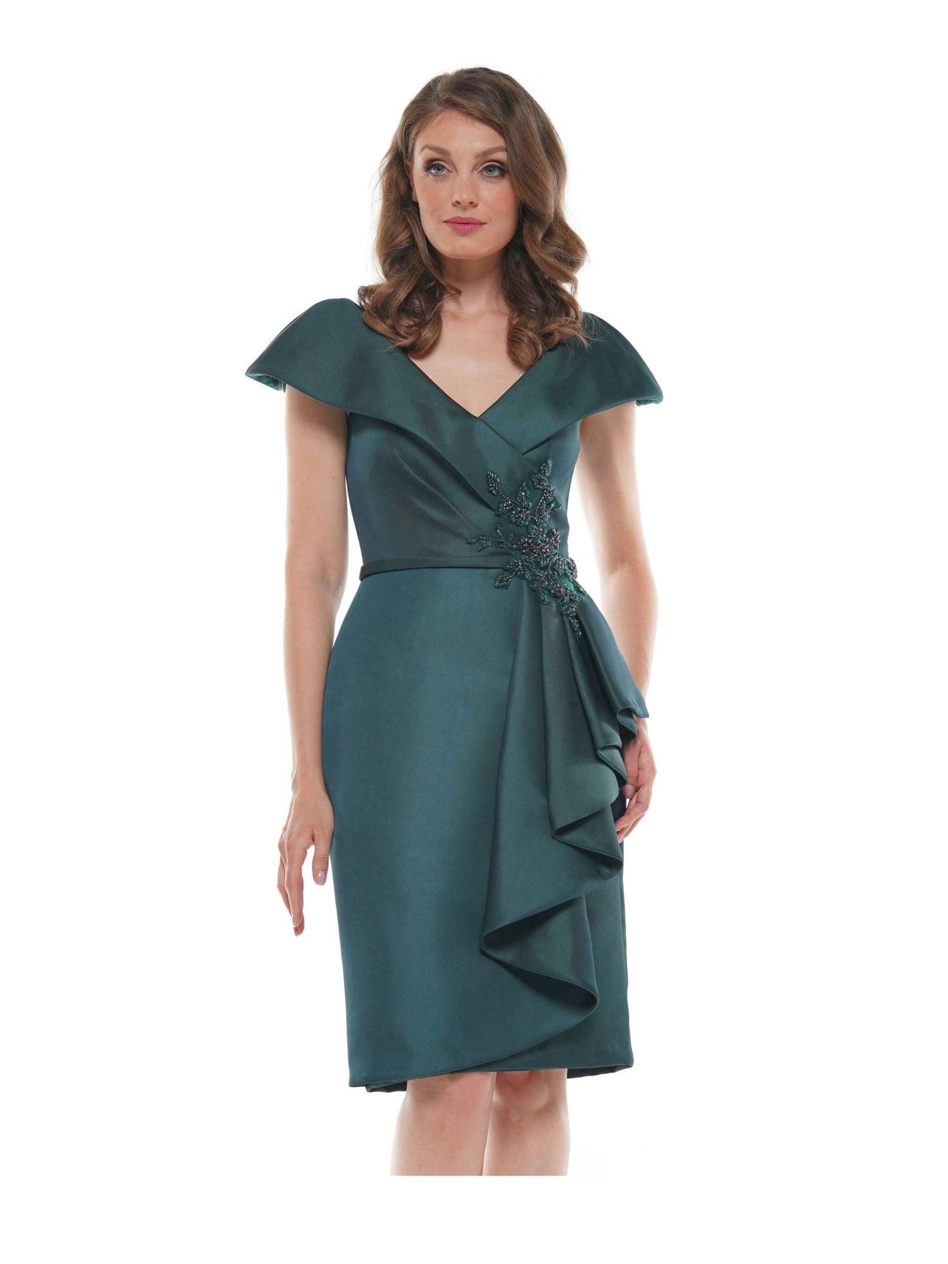 Marsoni Ruffle Accent Beaded Short Dress 1106 - The Dress Outlet