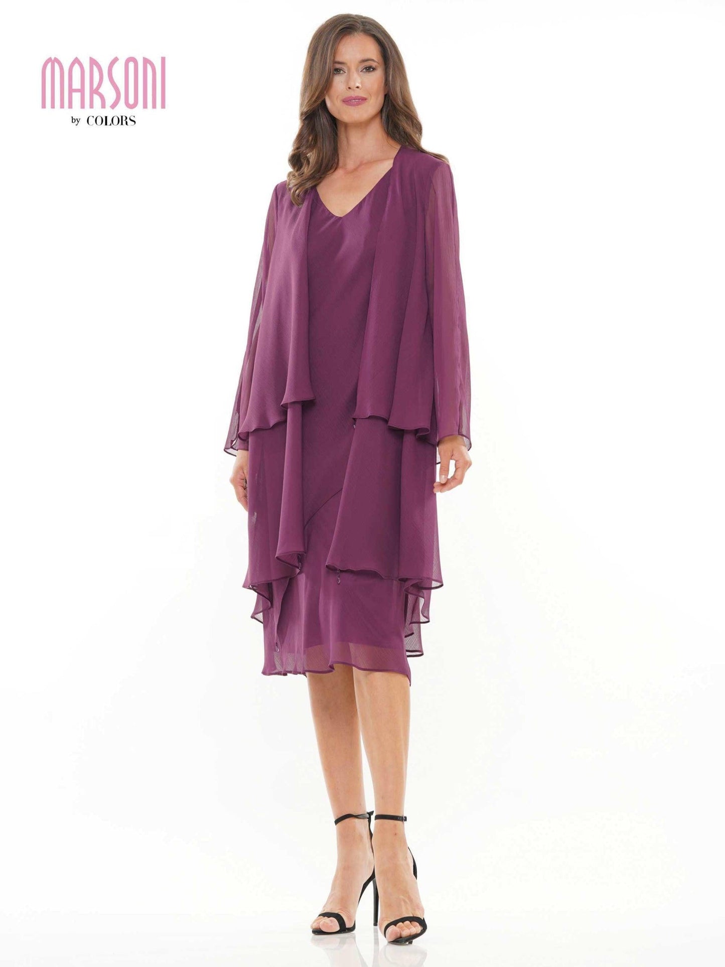 Marsoni Short Mother of the Bride Chiffon Dress 307 - The Dress Outlet