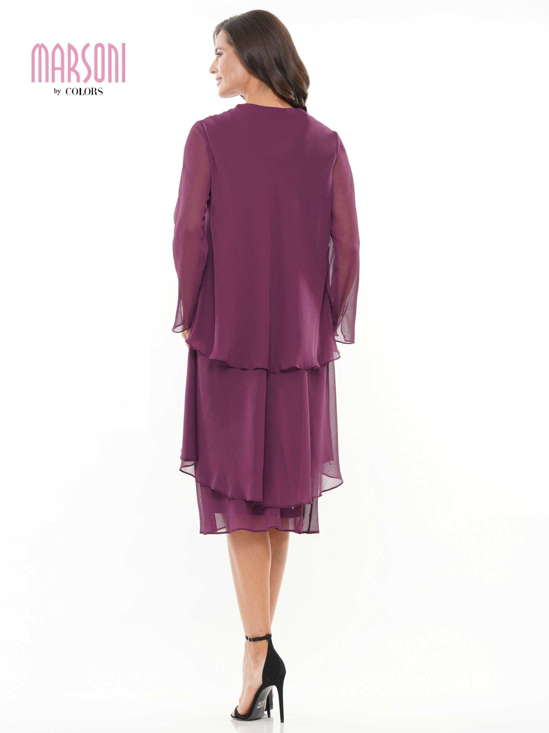 Marsoni Short Mother of the Bride Chiffon Dress 307 - The Dress Outlet