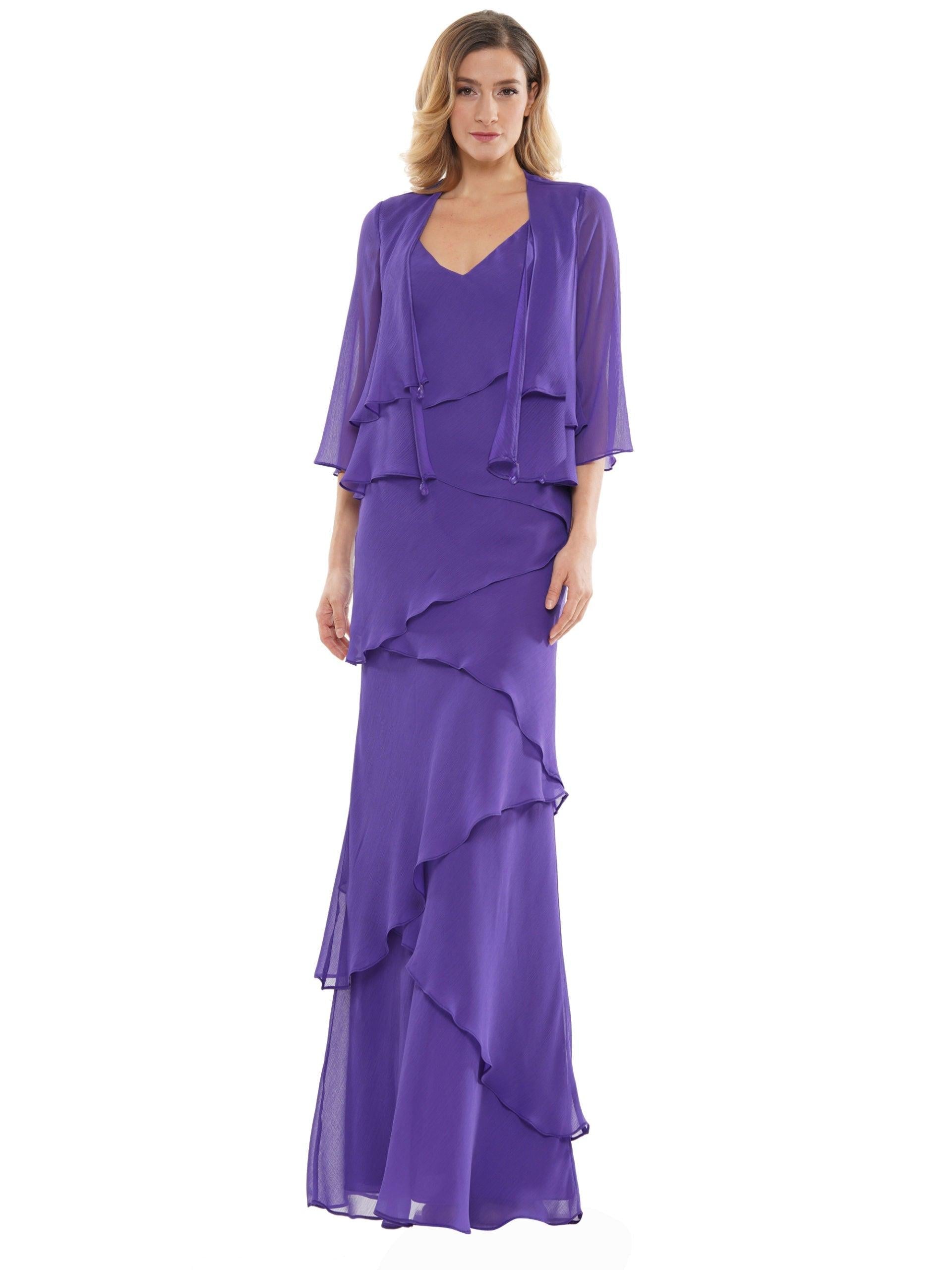 Marsoni Two Piece Ruffle Long Lace Dress 309 - The Dress Outlet
