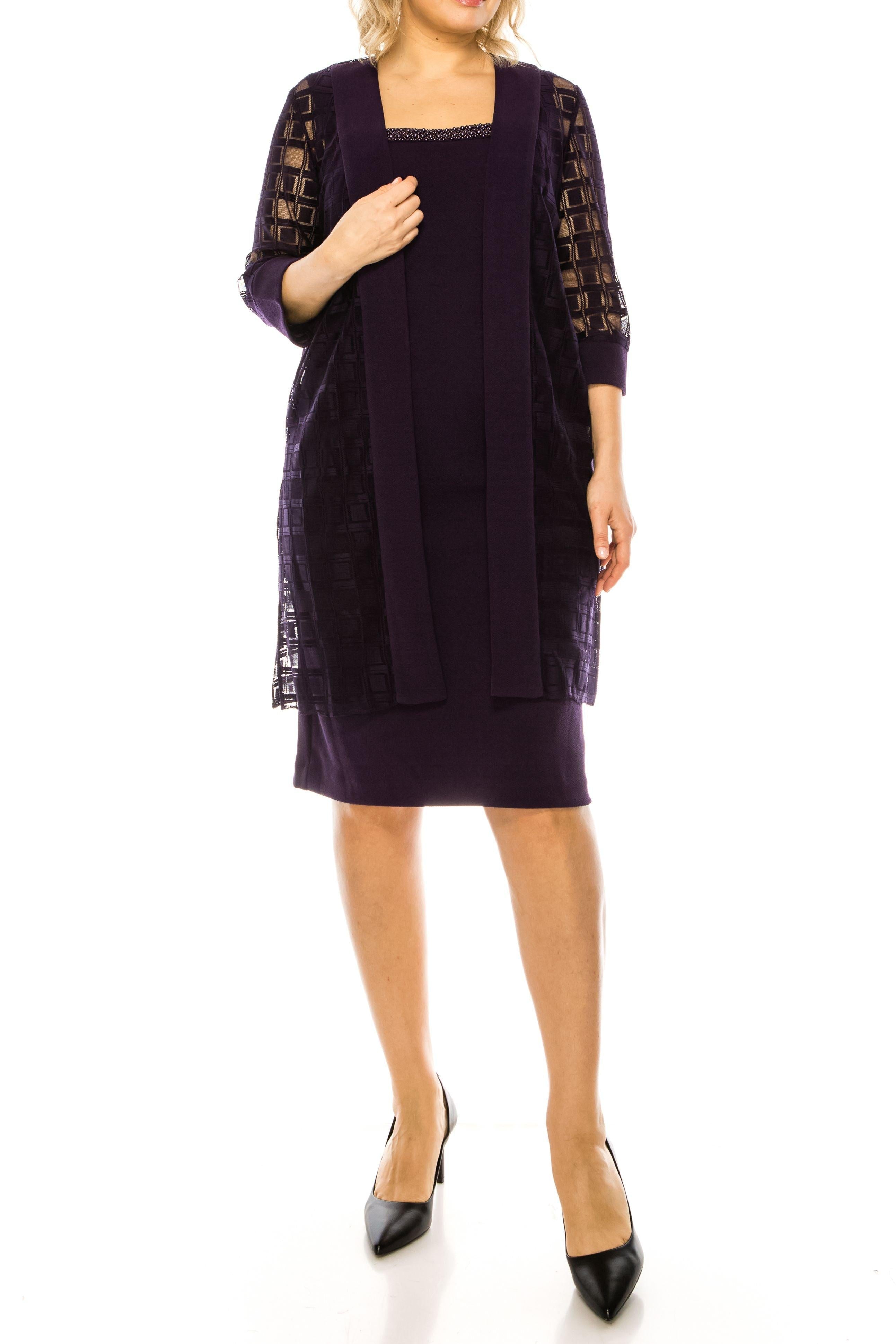 Maya Brooke Short Two Piece Set Jacket Dress 28163 - EGGPLANT / 8 Maya Brooke Short Two Piece Set Jacket Dress 28163 - EGGPLANT / 8