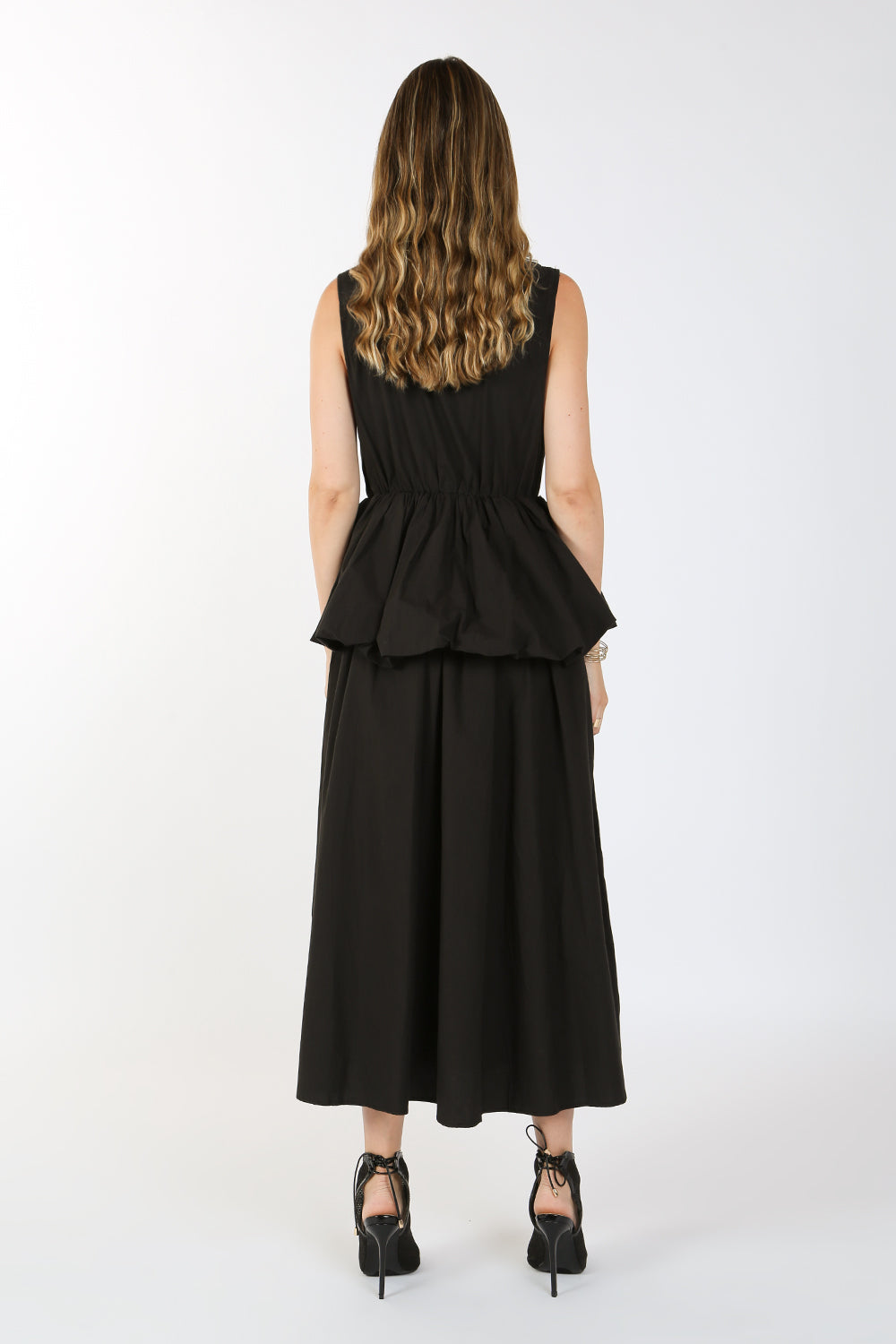 Sleeveless Waist Ruffle Maxi Dress