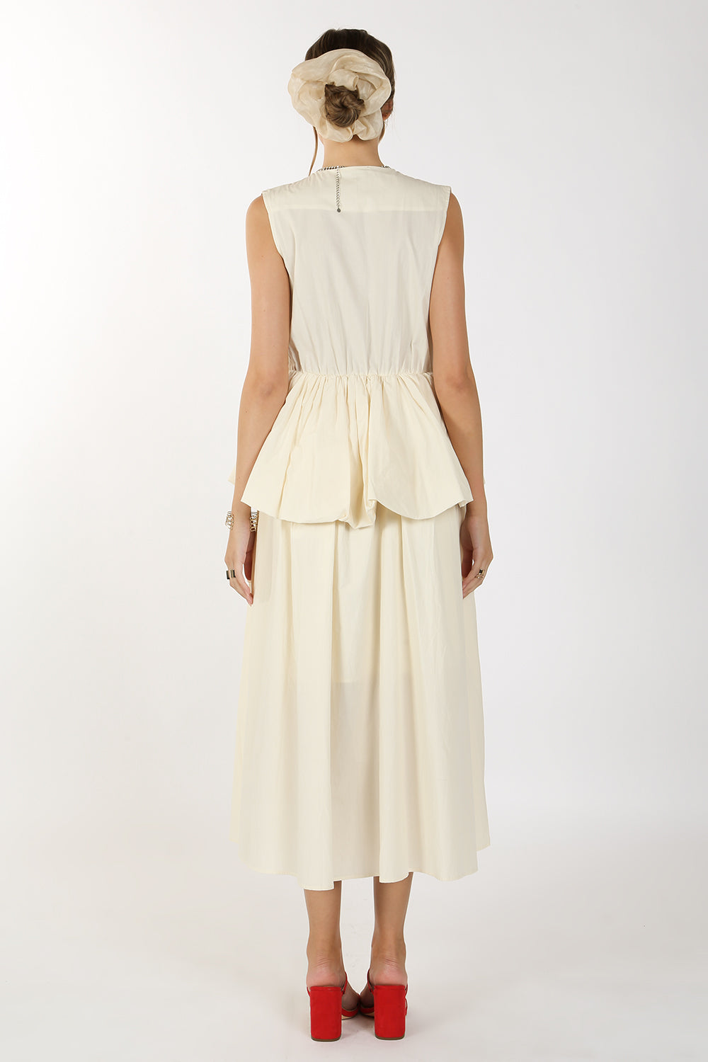 Sleeveless Waist Ruffle Maxi Dress
