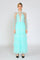Formal Dresses Long Sleeve Polka Dot Printed Mesh Layered Dress Turquoise