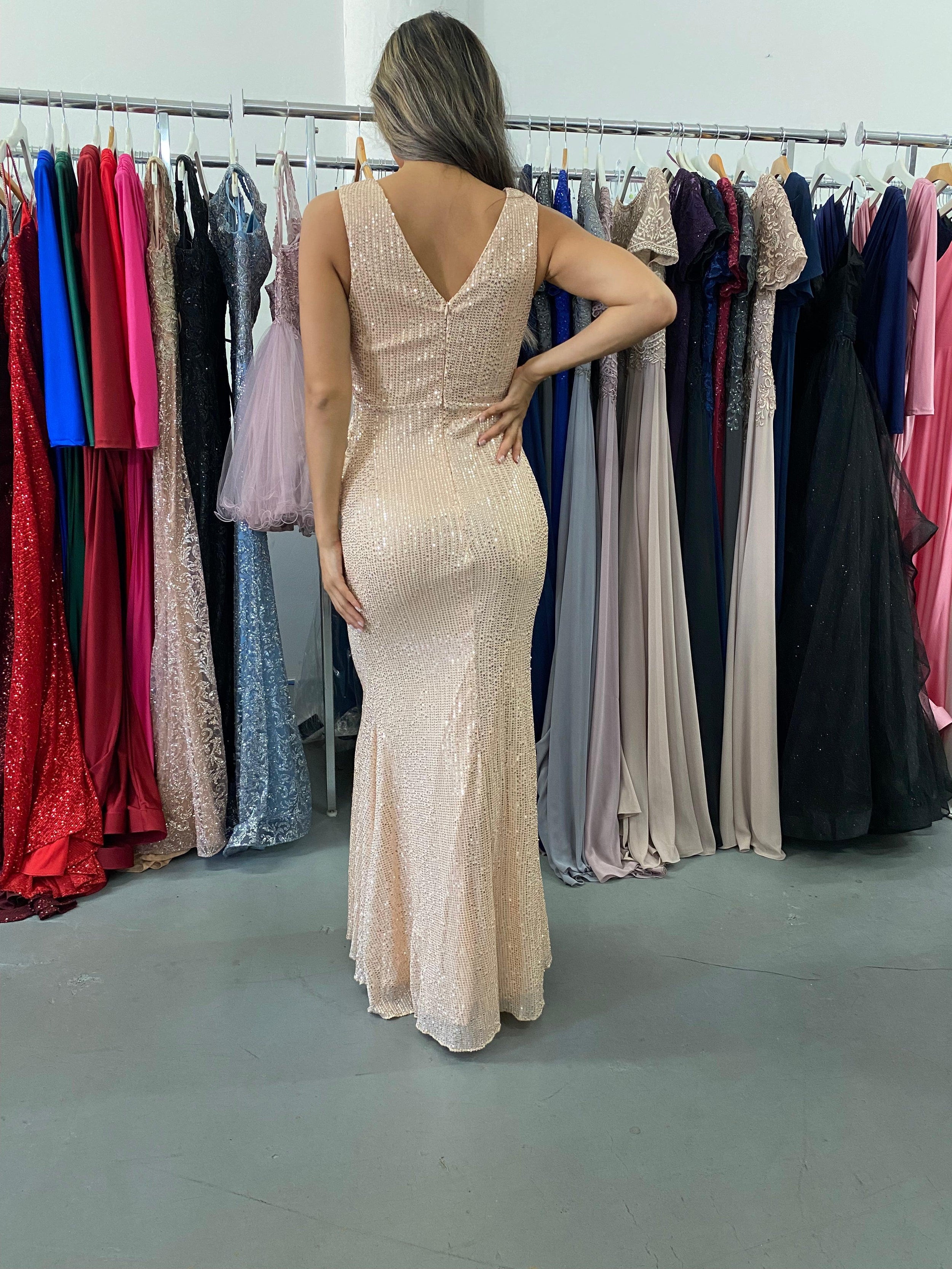 Midi Sequins Formal Evening Dress Clearance - The Dress Outlet