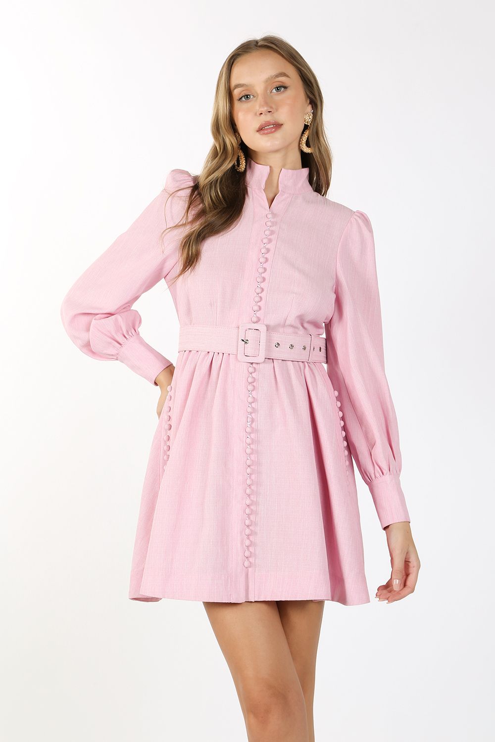 Beulah Styles Short Vintage Long Sleeve Mini Dress - Pink - Size S - Cocktail Dress Beulah Styles Short Vintage Long Sleeve Mini Dress - Pink - Size S - Cocktail Dress