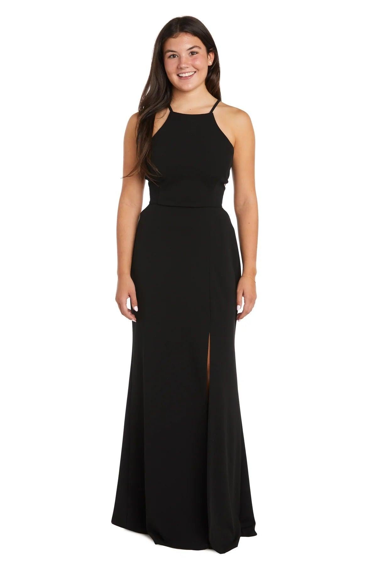 morgan and co halter dress Lucia High Neck Satin Gown Morgan & Co