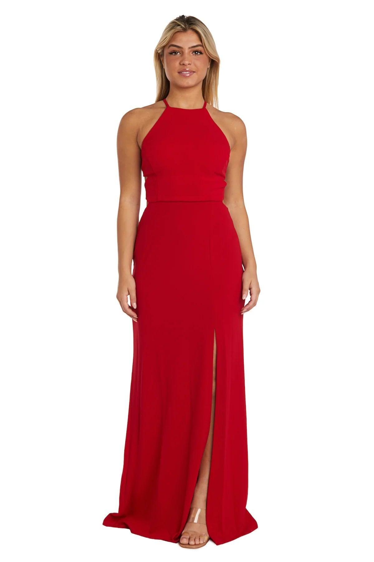 Morgan & Co Long Formal Halter Prom Dress 13025 - The Dress Outlet