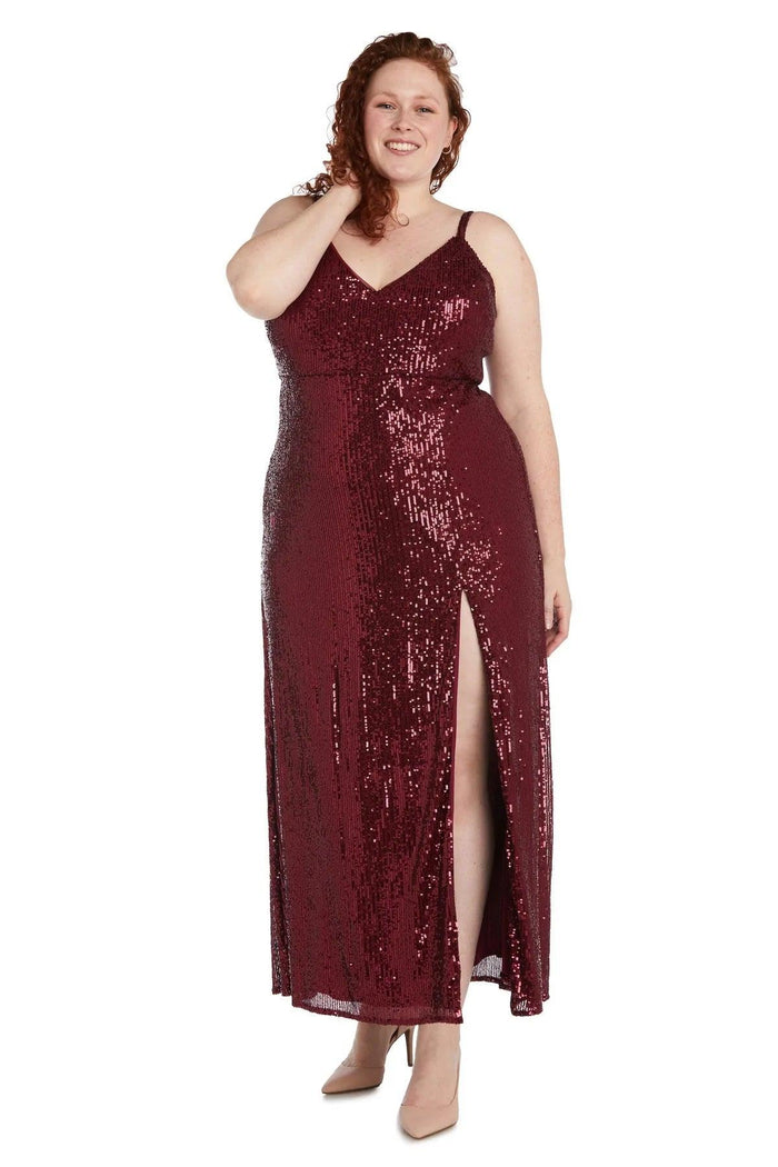 Morgan & Co Long Plus Size Fitted Prom Gown 12935W - The Dress Outlet
