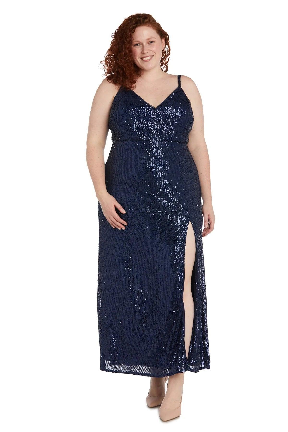Morgan & Co Long Plus Size Fitted Prom Gown 12935W - The Dress Outlet