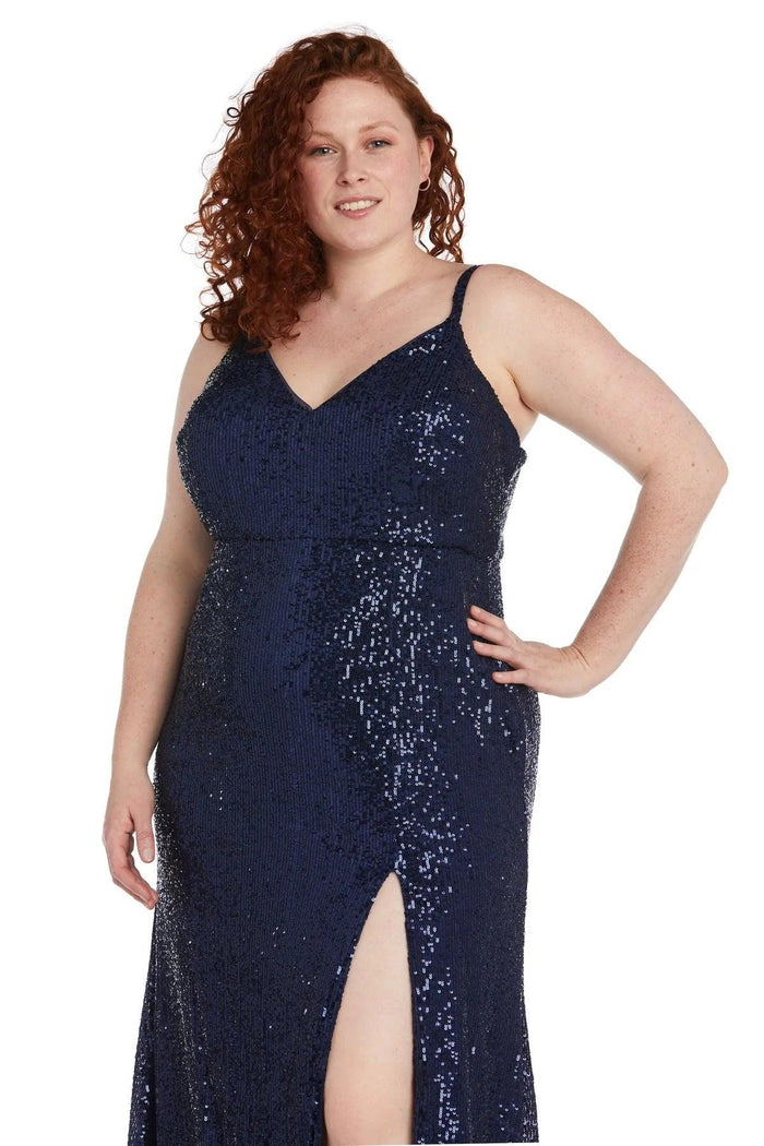Morgan & Co Long Plus Size Fitted Prom Gown 12935W - The Dress Outlet