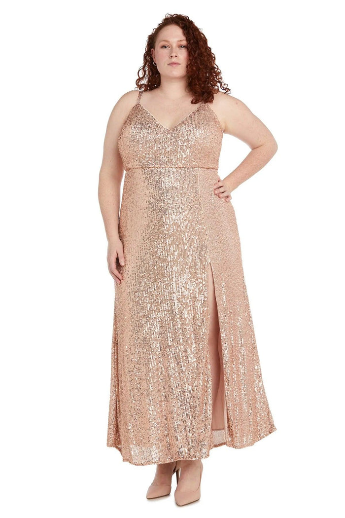 Morgan & Co Long Plus Size Fitted Prom Gown 12935W - The Dress Outlet