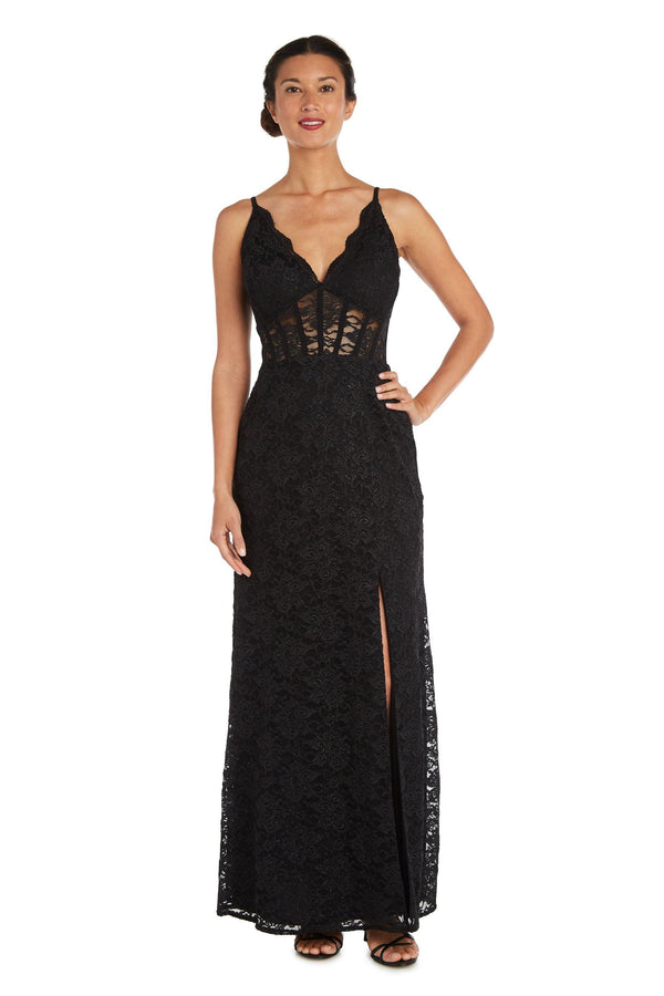 Morgan & Co 12938 Long Spaghetti Strap Evening Gown