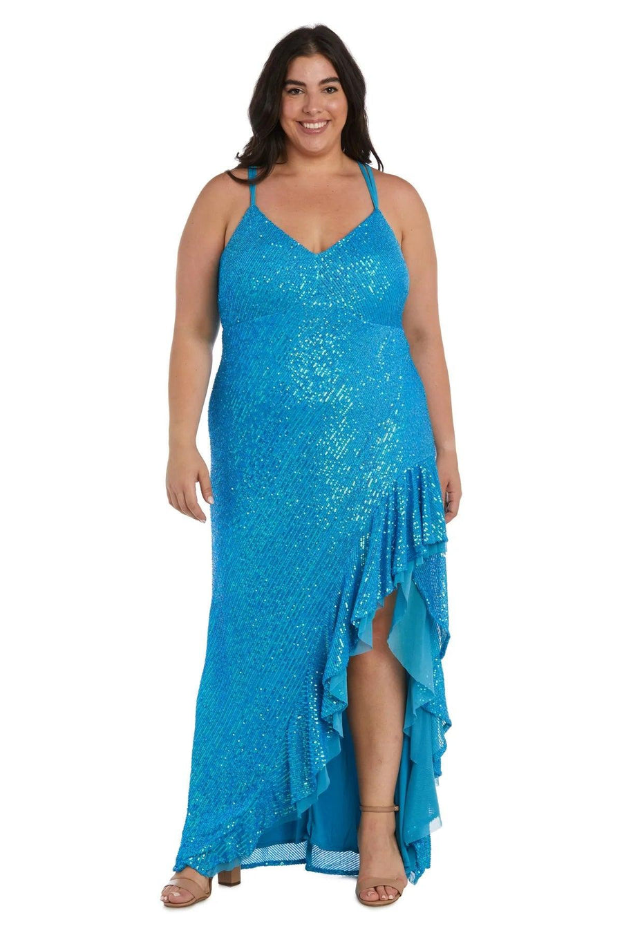 Morgan & Co Plus Size High Low Prom Dress 13029WM - The Dress Outlet