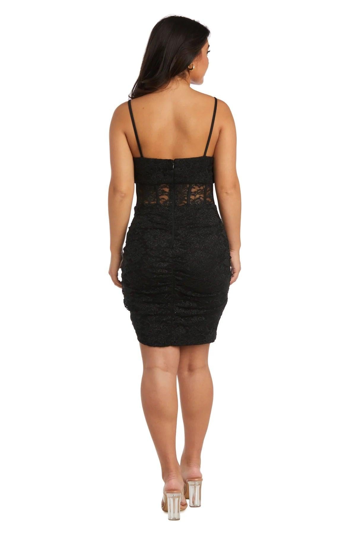 Black Morgan & Co 13053 Short Fitted Lace Cocktail Dress for $73.99