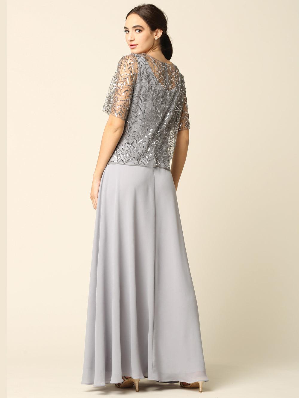 Mother of the Bride Beaded Long Formal Chiffon Gown - Dusty Rose / 2XL Mother of the Bride Beaded Long Formal Chiffon Gown - Dusty Rose / 2XL