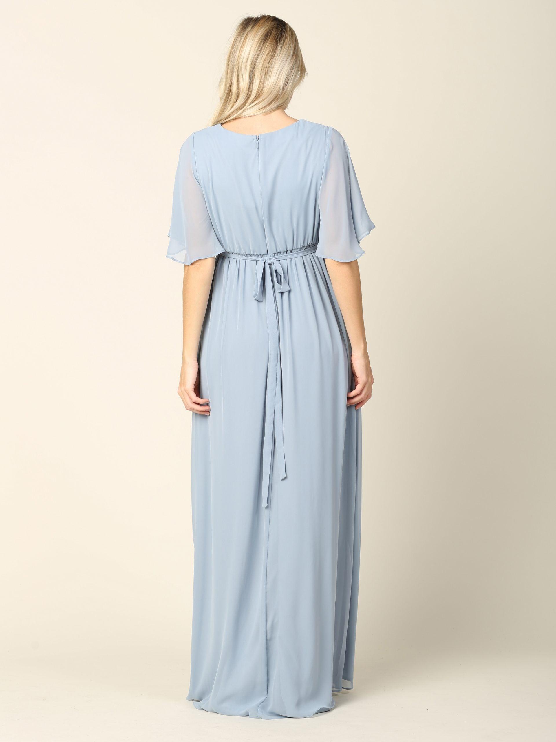 Mother of the Bride Flutter Sleeve Long Dress | The Dress Outlet Mother of the Bride Flutter Sleeve Long Dress | The Dress Outlet