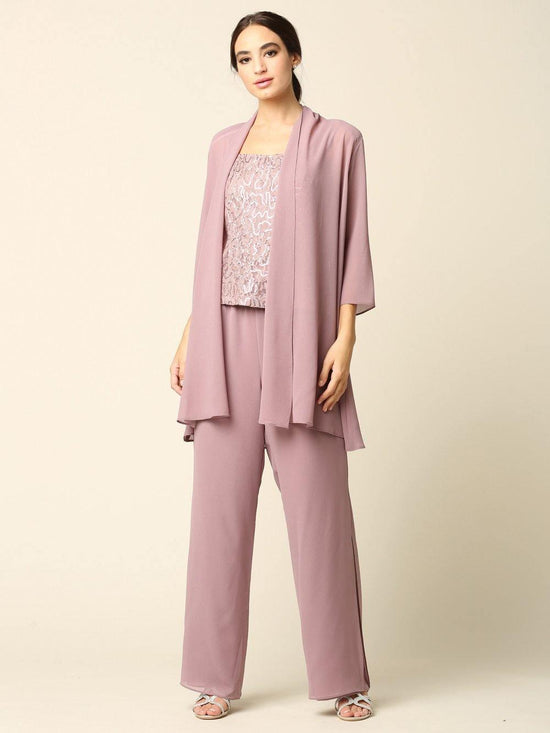 Long Formal Mother of the Bride Jacket Pant Suit