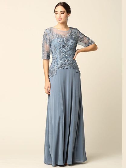 Mother of the Bride Long Formal Embroidered Dress Sale - The Dress Outlet