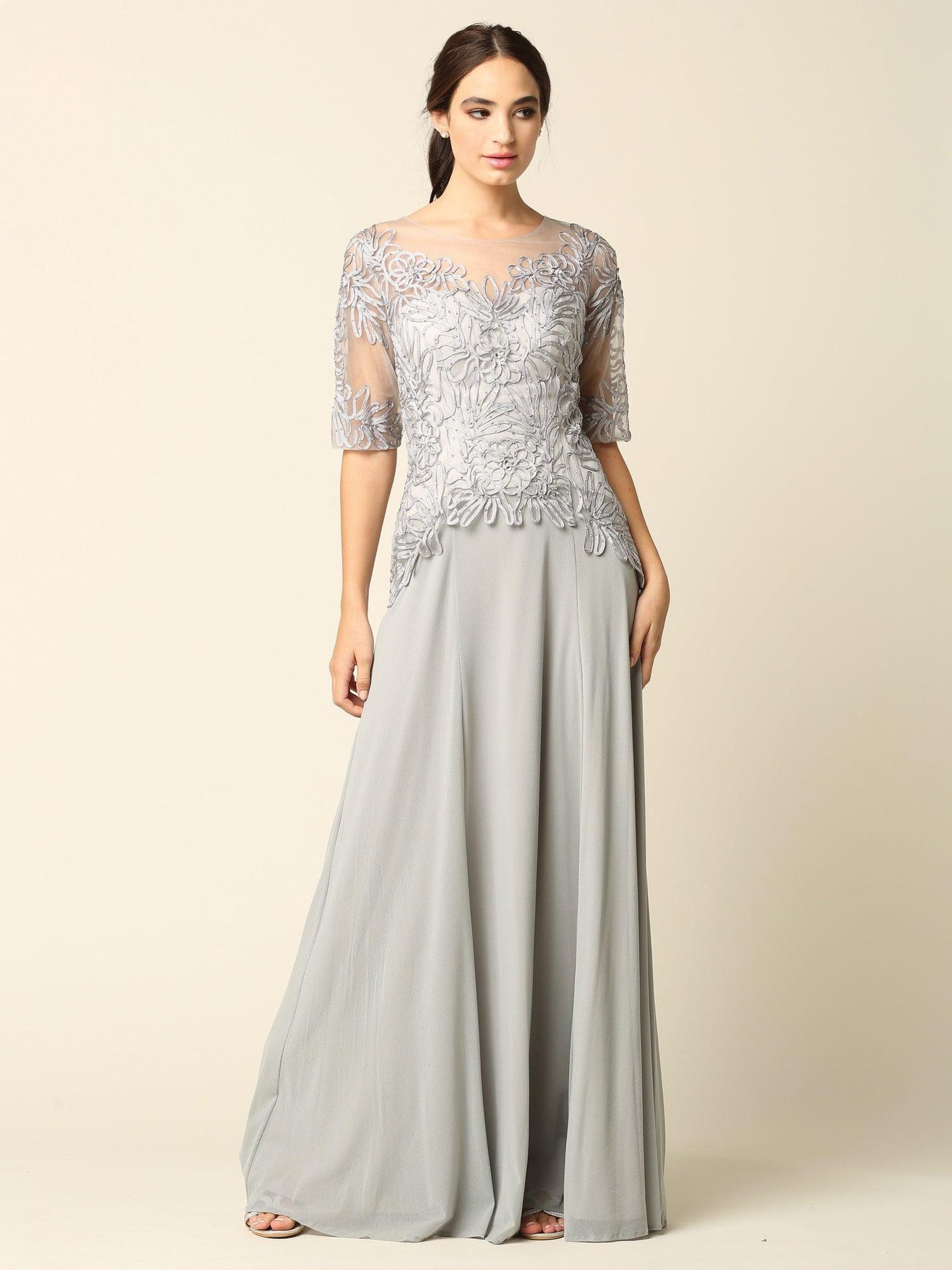 Mother of the Bride Long Formal Embroidered Dress Sale - The Dress Outlet