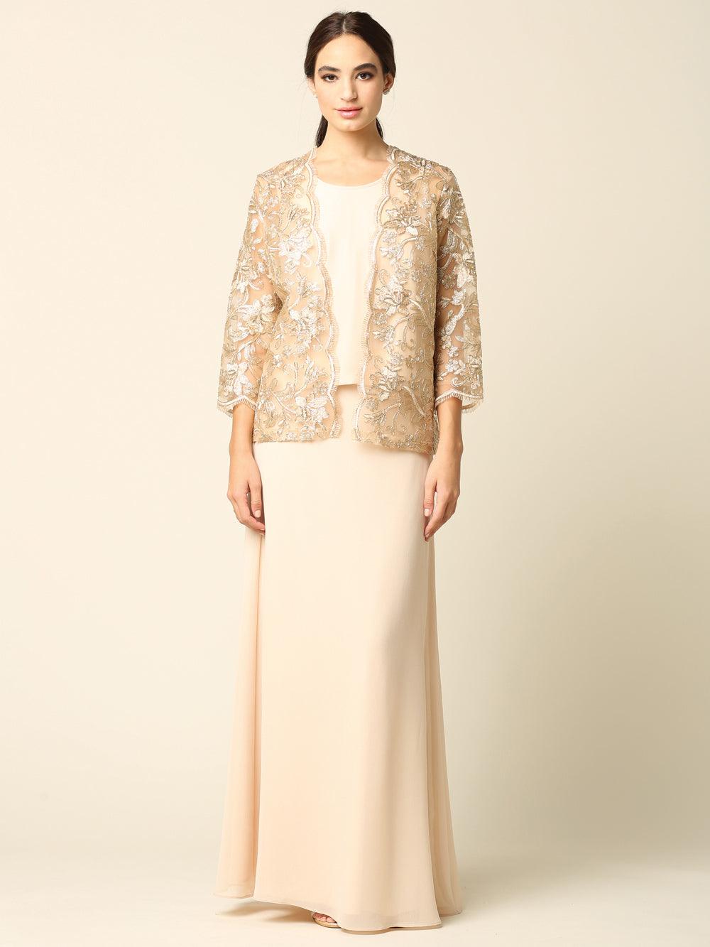 Mother of the Bride Long Formal Jacket Dress