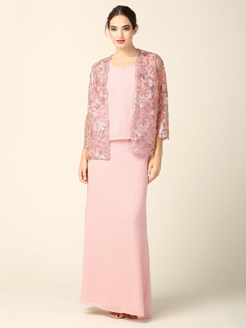Mother of the Bride Long Formal Dress - Mauve / XL Mother of the Bride Long Formal Dress - Mauve / XL