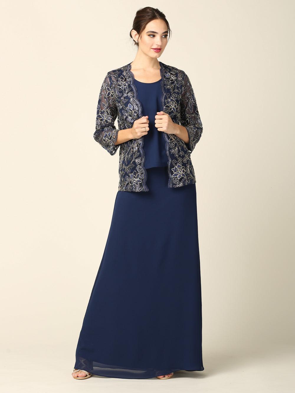 Dusty Rose Mother of the Bride Long Formal Jacket Dress