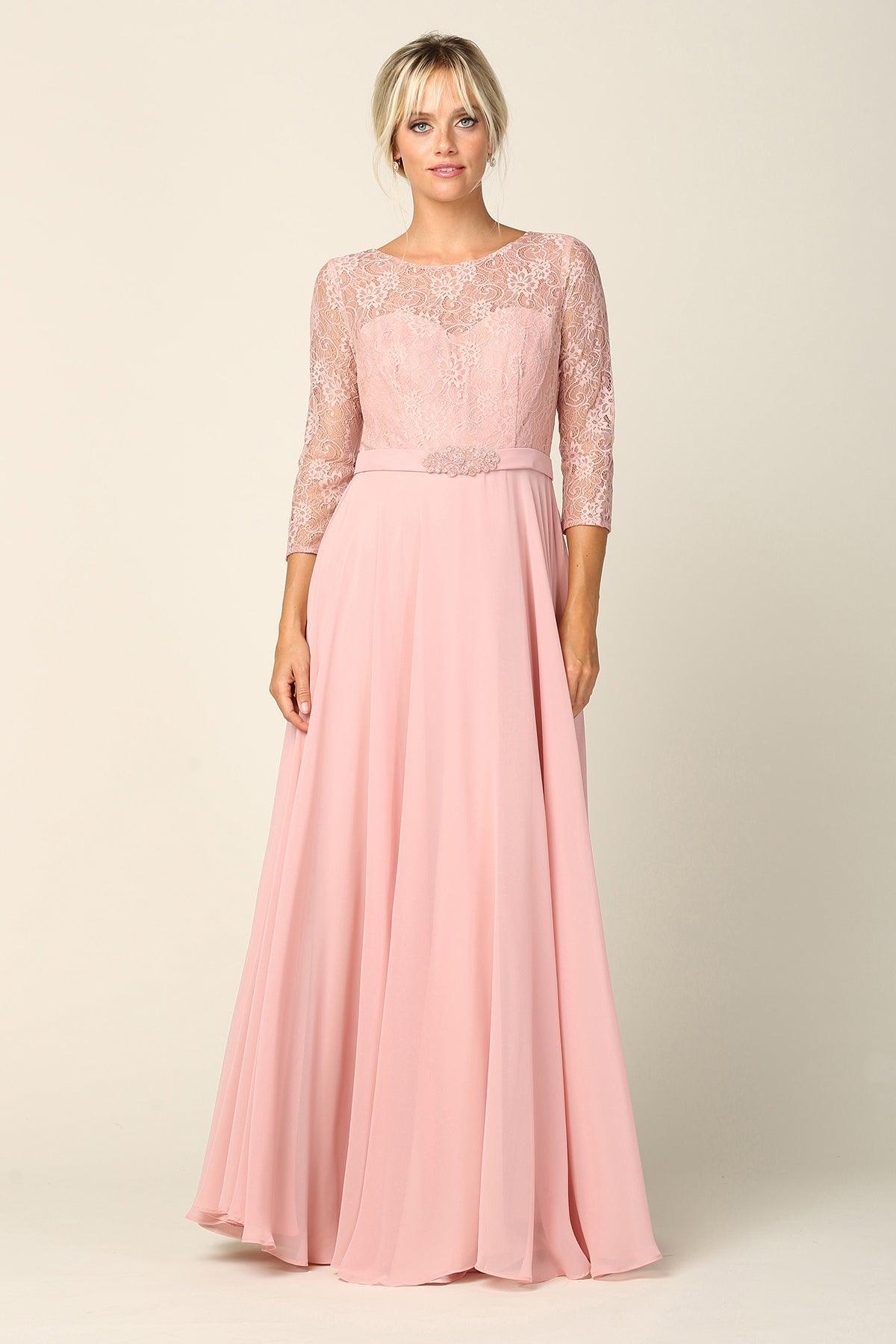 Mother of the Bride Long Formal Lace Chiffon Dress Sale - The Dress Outlet