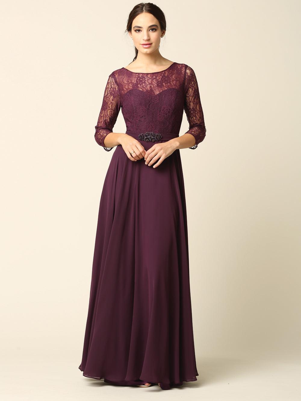 Mauve Mother of the Bride Long Formal Lace Chiffon Dress for $135.99 ...