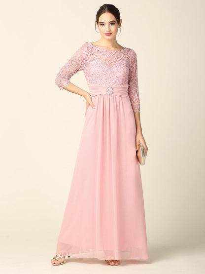 Mother of the Bride Long Sleeve Formal Long Dress - The Dress Outlet
