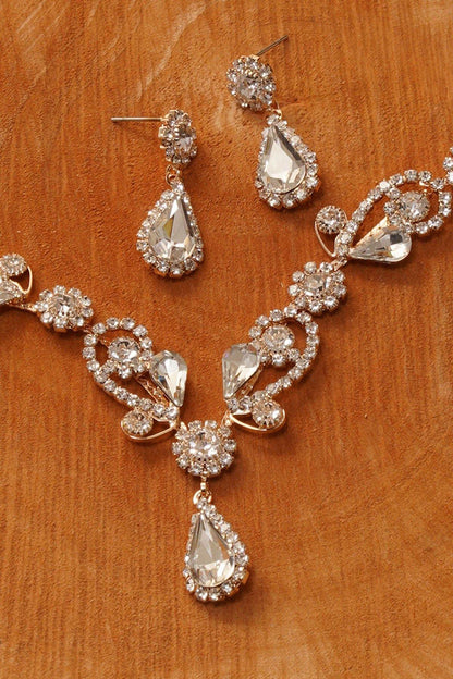 Multiple Crystal Necklace Set Rhinestone Jewelry - The Dress Outlet