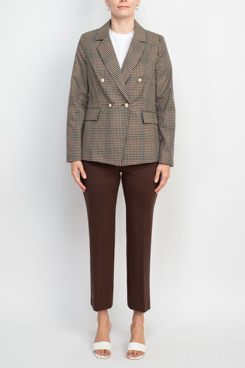 Nanette Lepore  Formal Houndstooth Jacket Mid Waist Straight Pant Suit