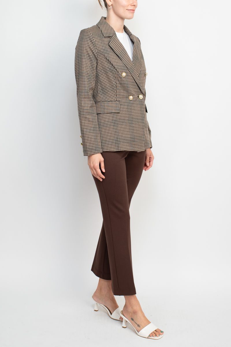 Nanette Lepore  Formal Houndstooth Jacket Mid Waist Straight Pant Suit