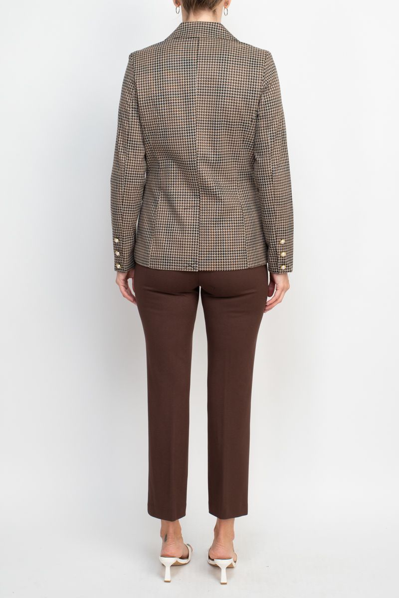 Nanette Lepore  Formal Houndstooth Jacket Mid Waist Straight Pant Suit