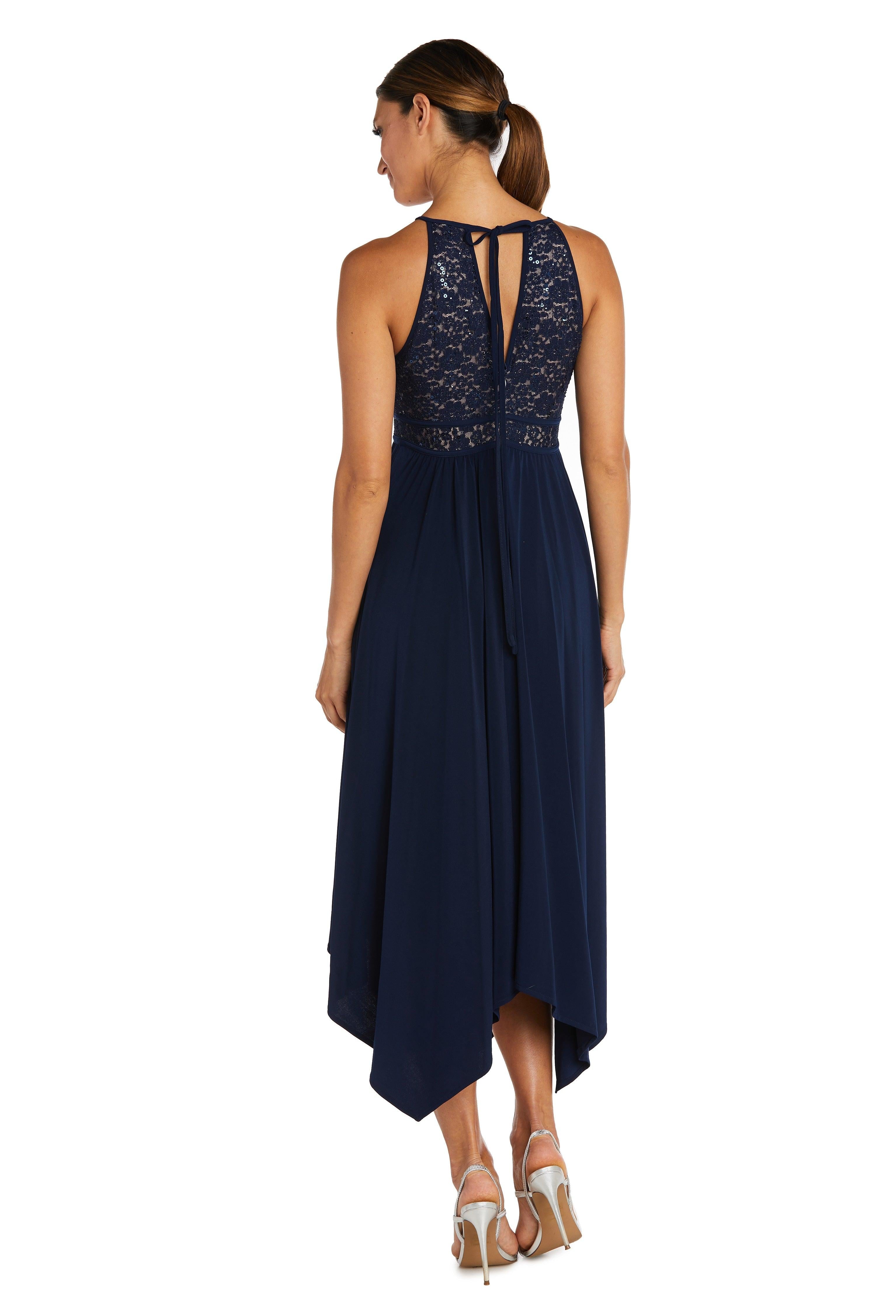 Nightway High Low Halter Petite Lace Dress 21946P - The Dress Outlet