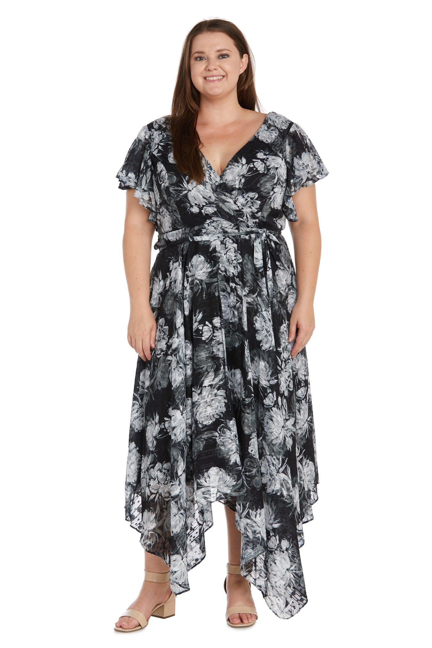 Nightway High Low Plus Size Floral Dress 22163W - The Dress Outlet