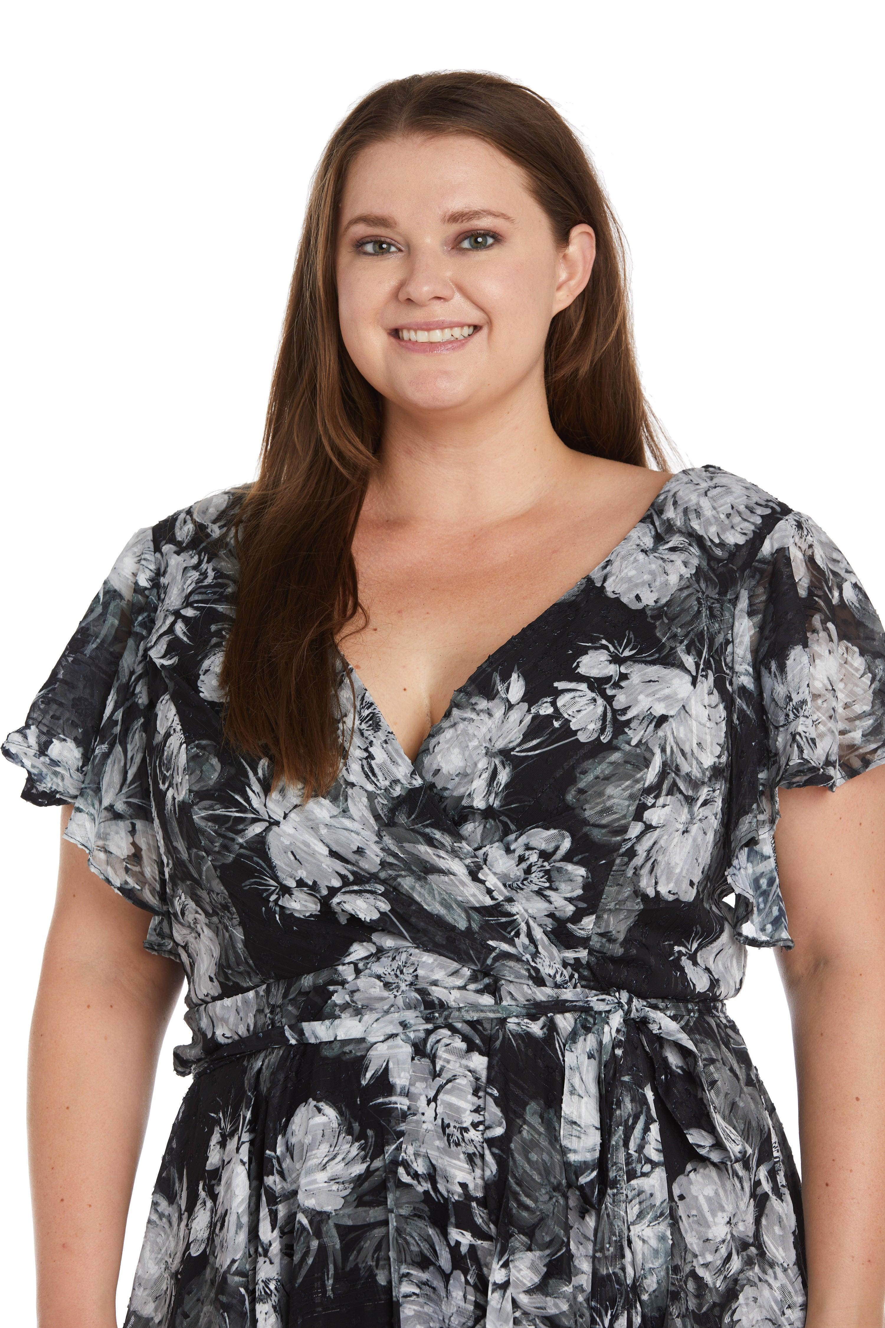 Nightway High Low Plus Size Floral Dress 22163W - The Dress Outlet