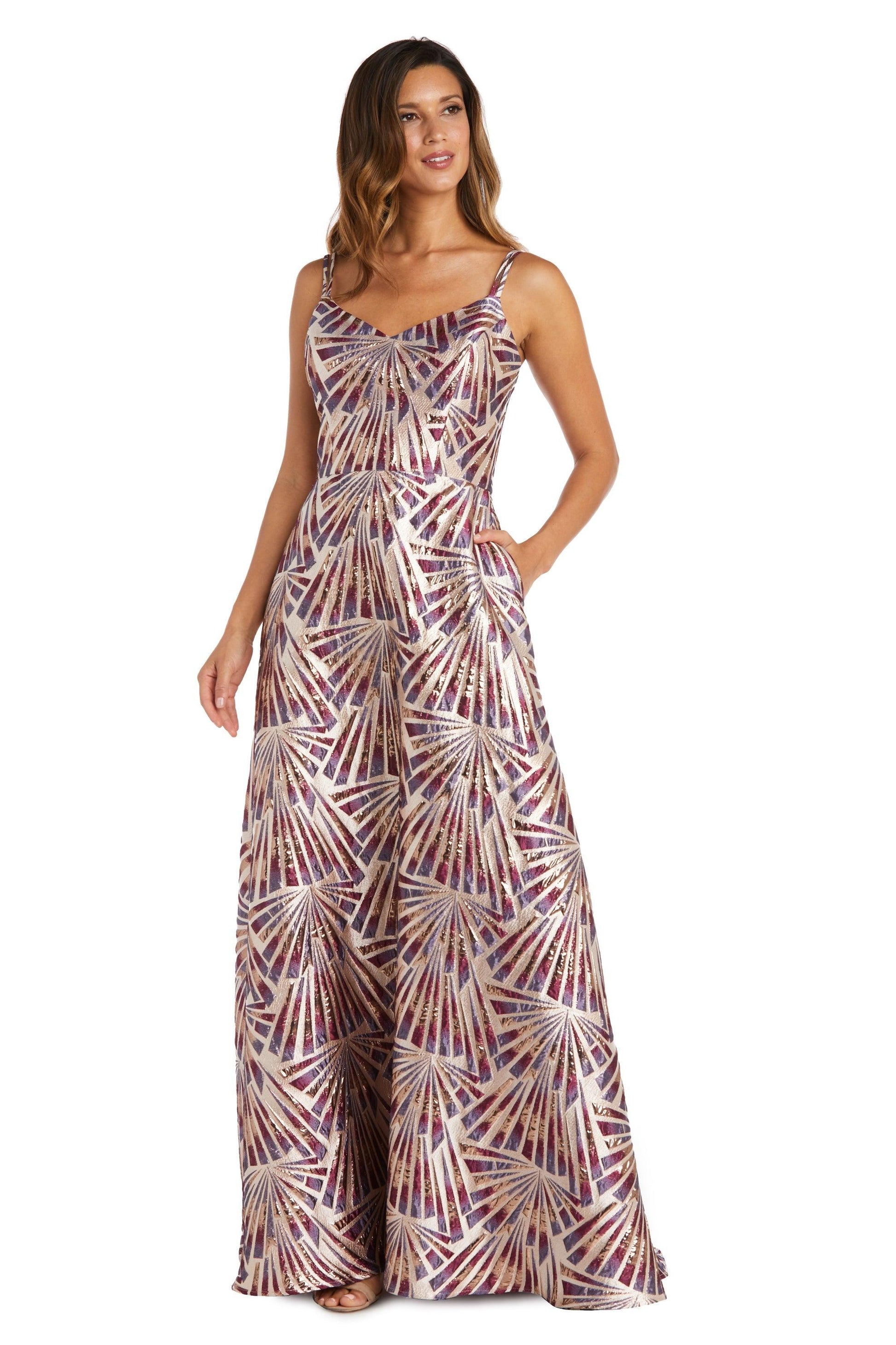 Nightway Long Formal Metallic Dress 22134