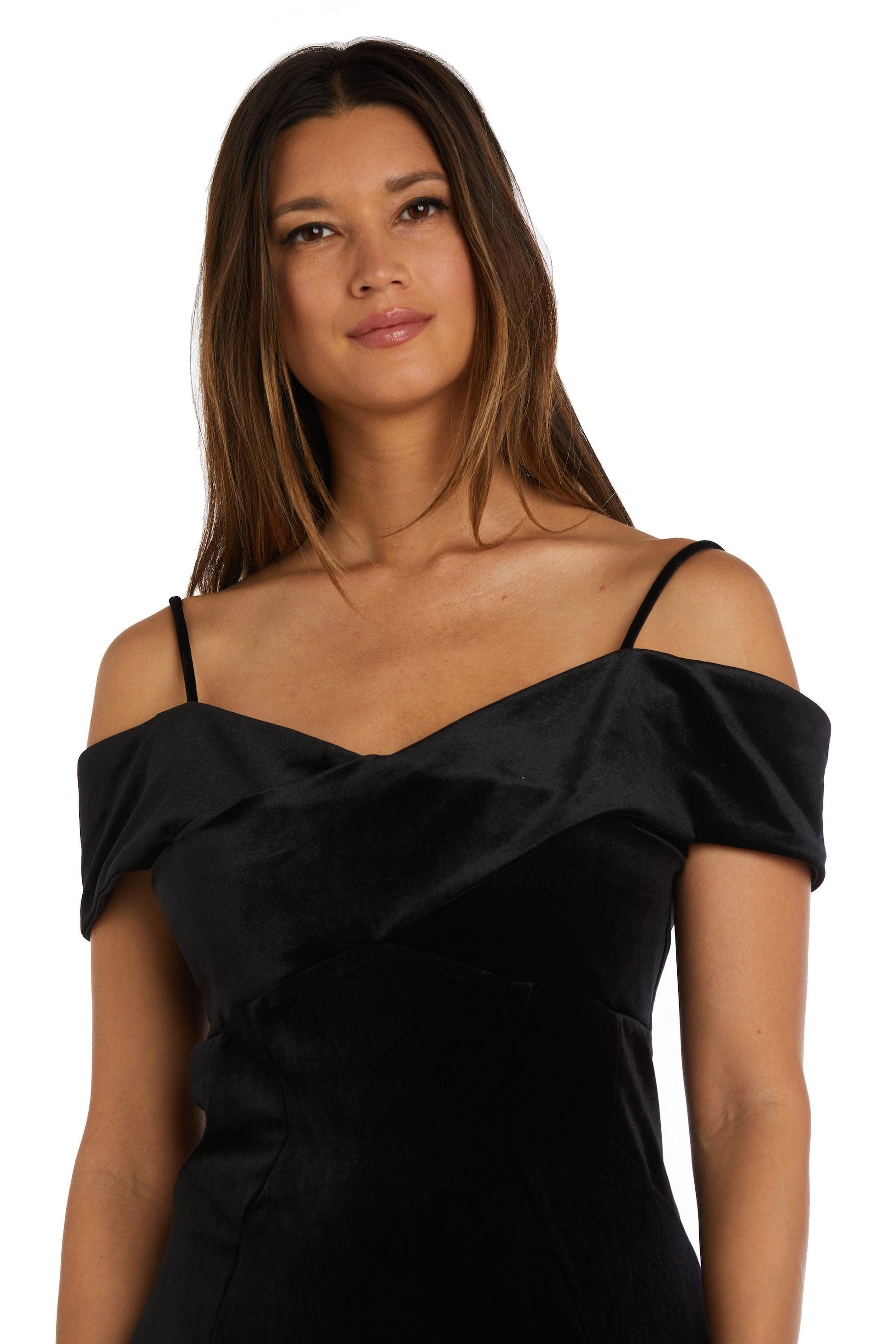 Nightway Long Off Shoulder Formal Velvet Gown 22083