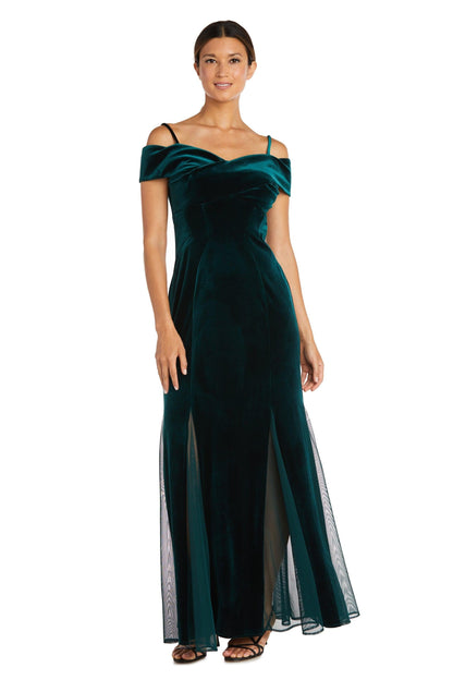 Nightway Long Off Shoulder Formal Velvet Gown 22083 - The Dress Outlet