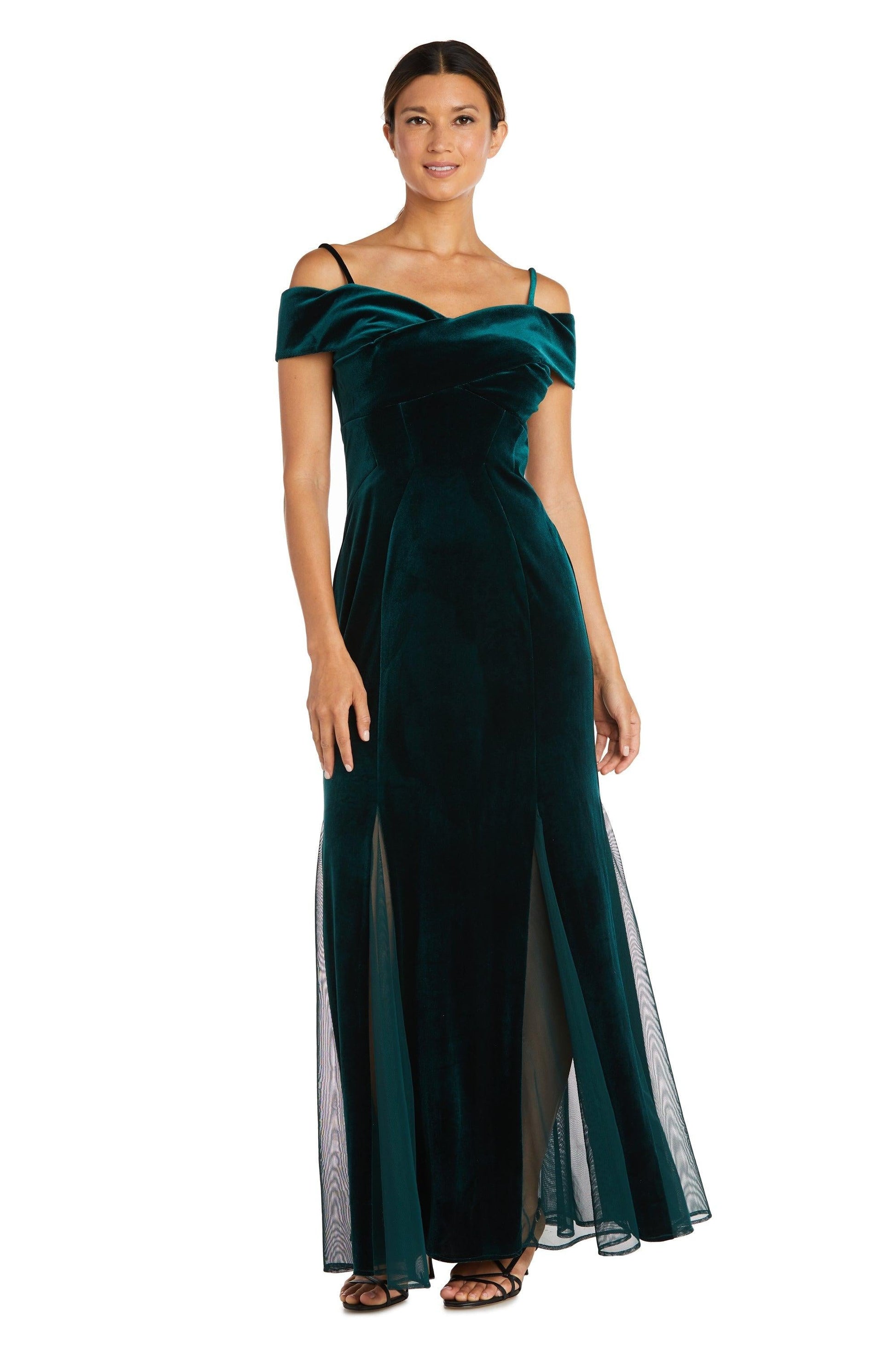 Nightway Long Off Shoulder Formal Velvet Gown 22083