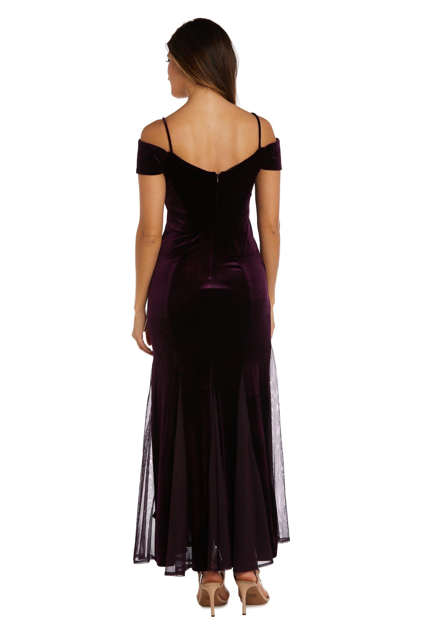 Nightway Long Off Shoulder Formal Velvet Gown 22083 - The Dress Outlet