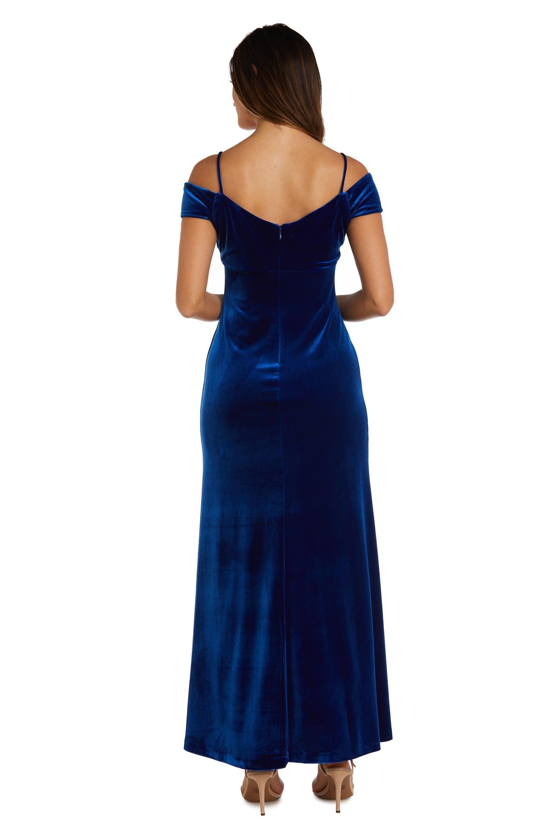 Nightway Long Off Shoulder Formal Velvet Gown 22094