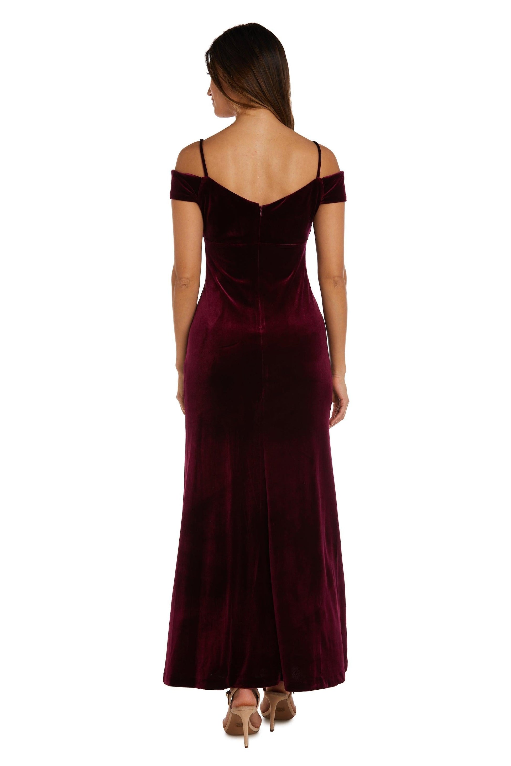 Nightway Long Off Shoulder Formal Velvet Gown 22094