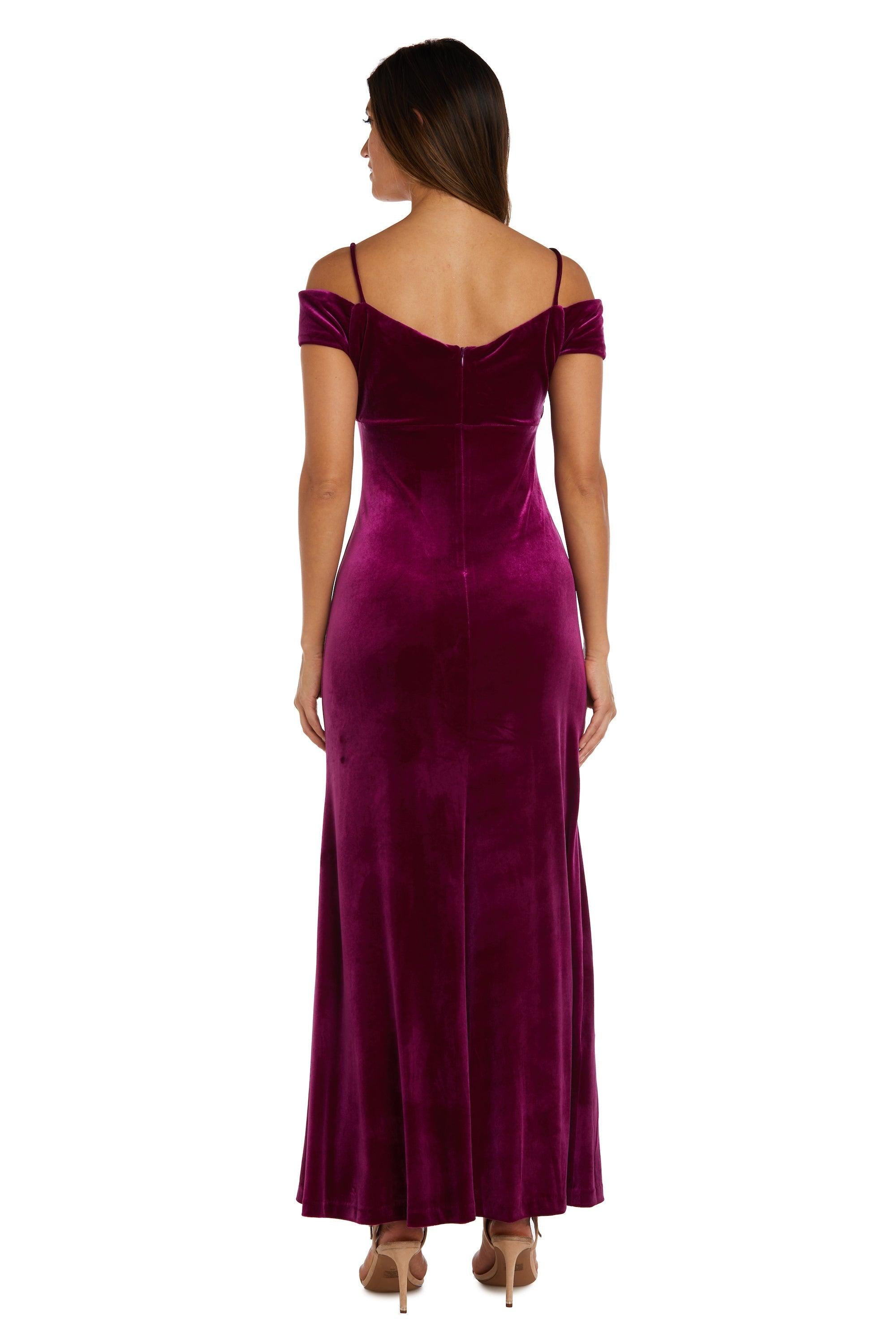 Nightway Long Off Shoulder Formal Velvet Gown 22094 - The Dress Outlet