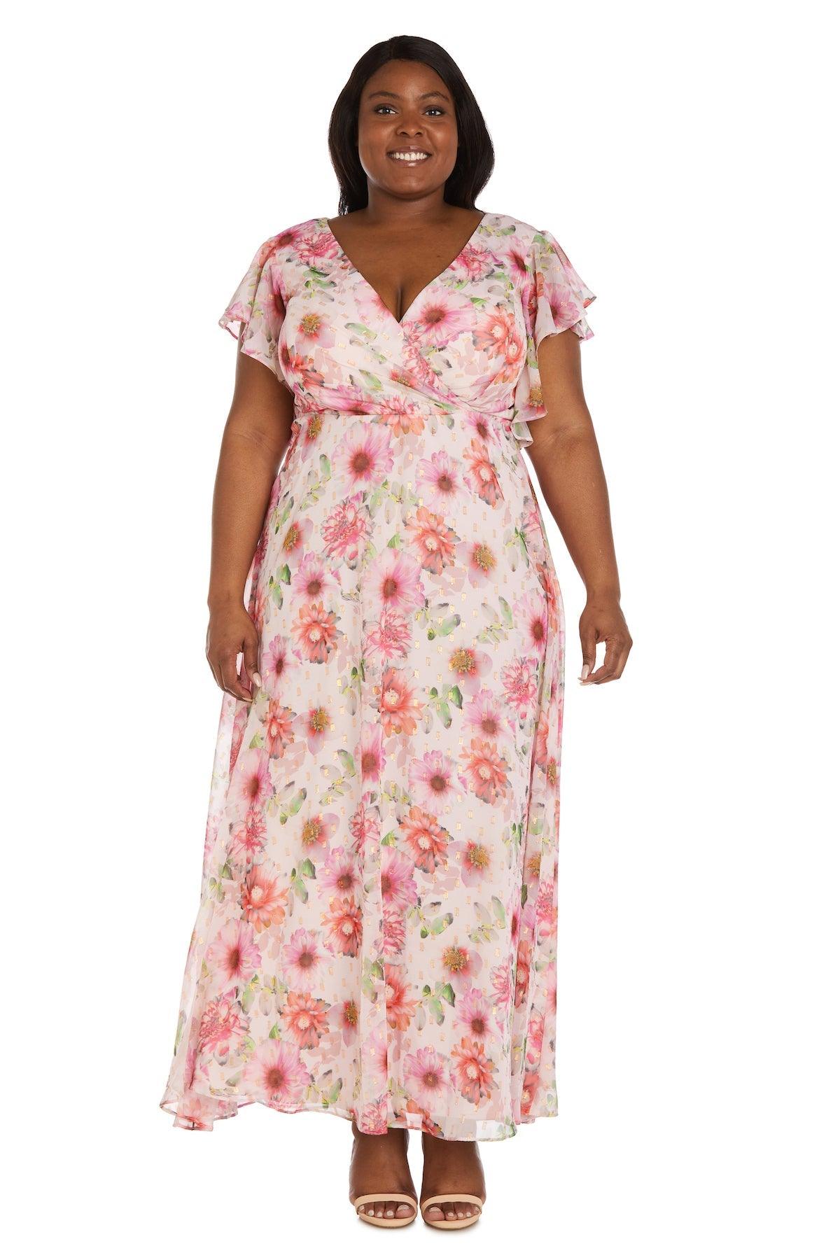 Peach Nightway Long Plus Size Floral Maxi Dress 22140W - Formal Dresses ...